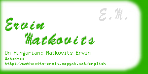 ervin matkovits business card